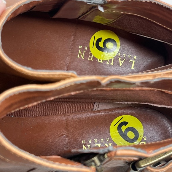 Lauren Ralph Lauren Boho Shelli Sz 9 Leather Ankle Side Zip Boots - Picture 10 of 12